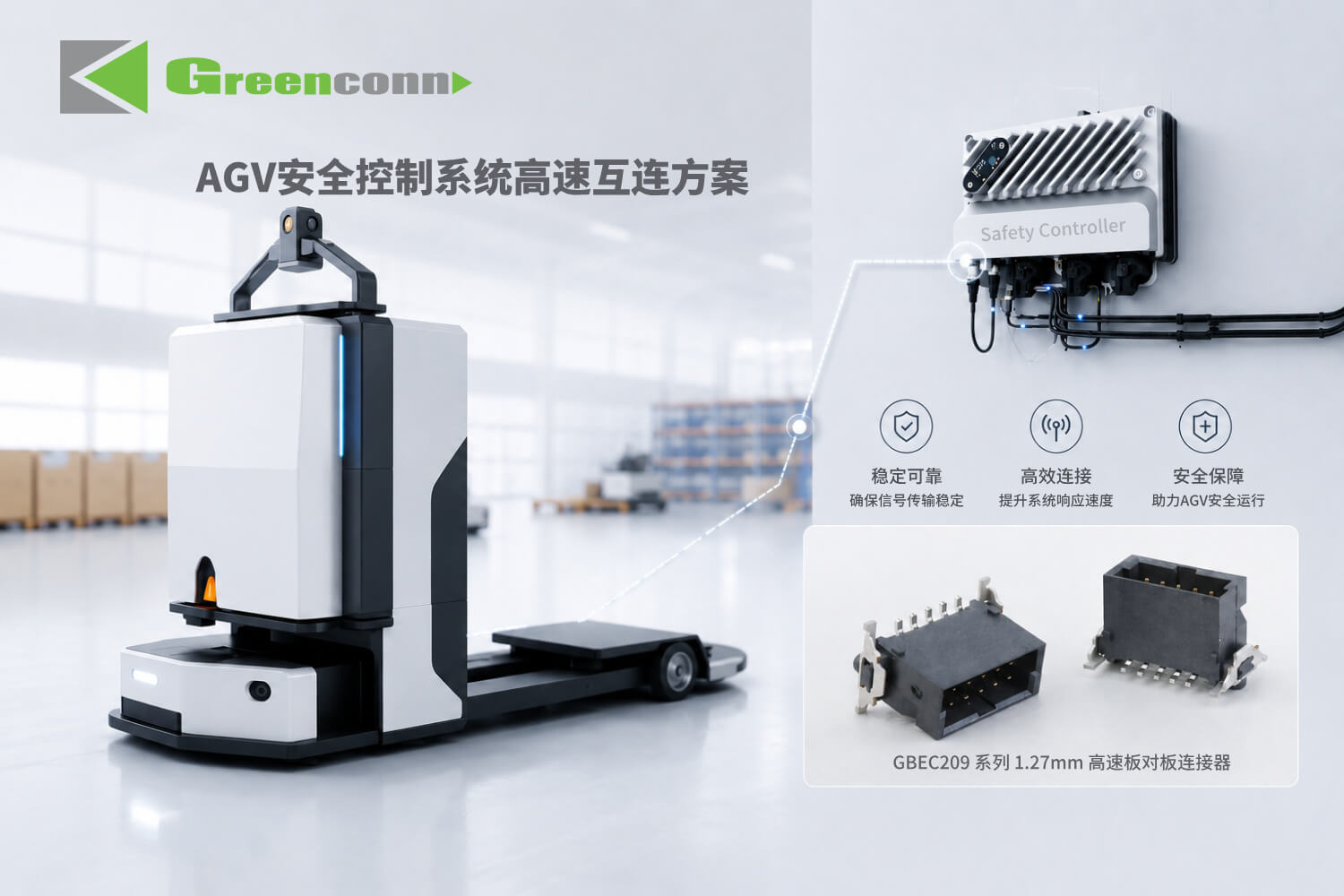 GBEC209系列為AGV安全控制系統(tǒng)提供穩(wěn)定高速的板對(duì)板互連支持